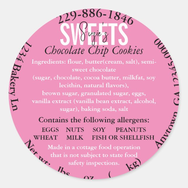 Updated Georgia State Cottage Law Ingredient Label (Front)