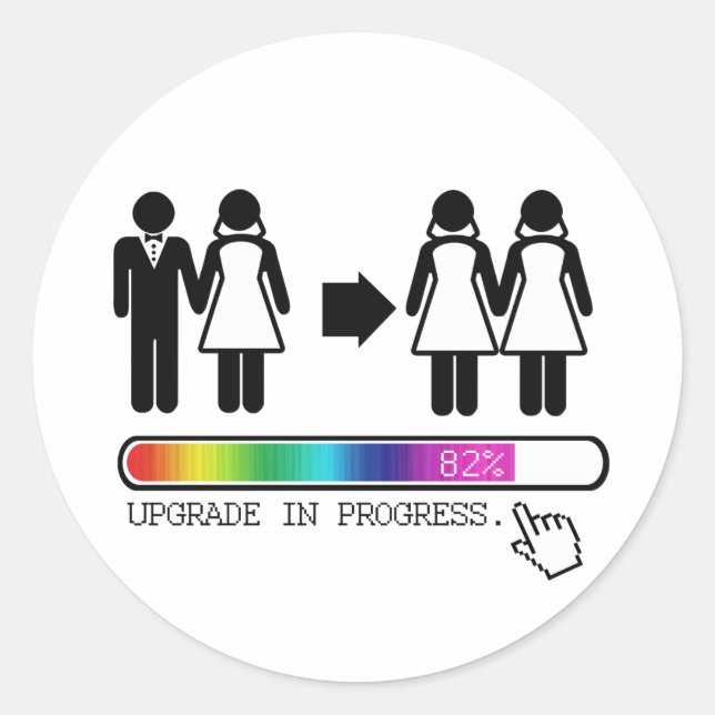 UPGRADE TO LESBIAN CLASSIC ROUND STICKER (Front)