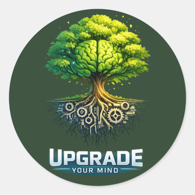 Upgrade Your Mind Design Classic Round Sticker (Front)