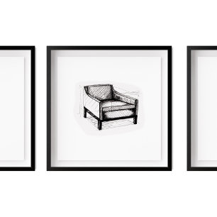 Upholstered Arm Chair Sketch Poster