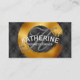 Upholstered Black Padding Gold Foil Brushed Business Card