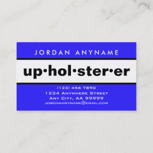 Upholsterer Bold Blue and White Business Card