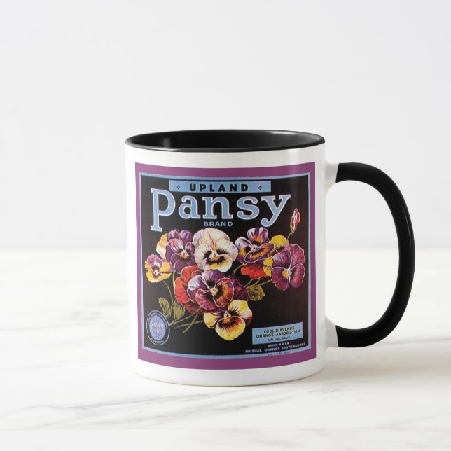 Upland Pansy VIntage Crate Label Mug (Right)