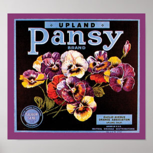 Upland Pansy VIntage Crate Label Poster