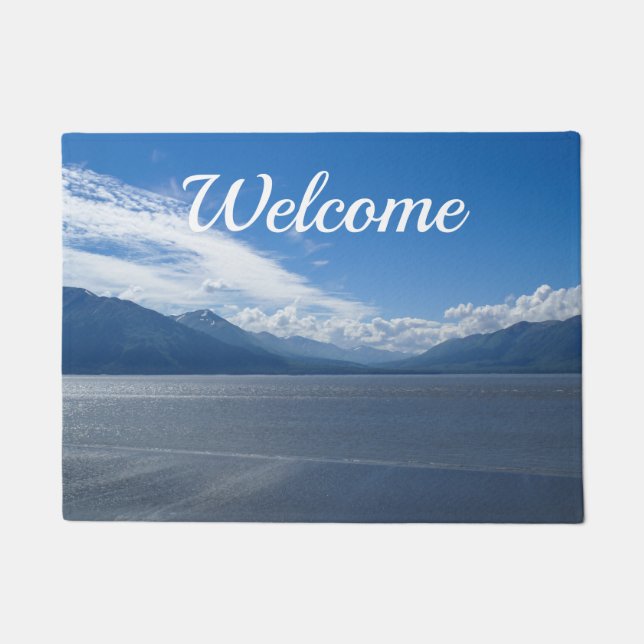 Uplifting Alaska Mountains Welcome Doormat (Front)