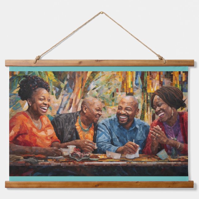 Uplifting and Joyful Scene of Friends Laughing Hanging Tapestry (Front)