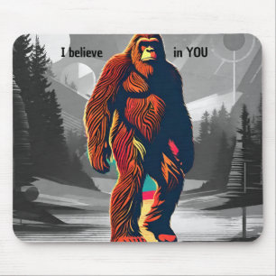 Uplifting Bigfoot Sasquatch I Believe in You Mouse Pad
