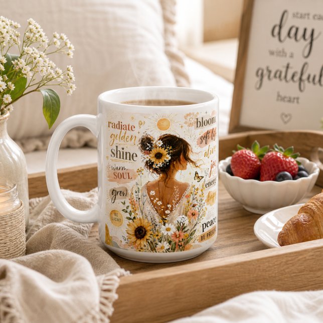 Uplifting floral affirmation watercolor artwork  coffee mug (Creator Uploaded)