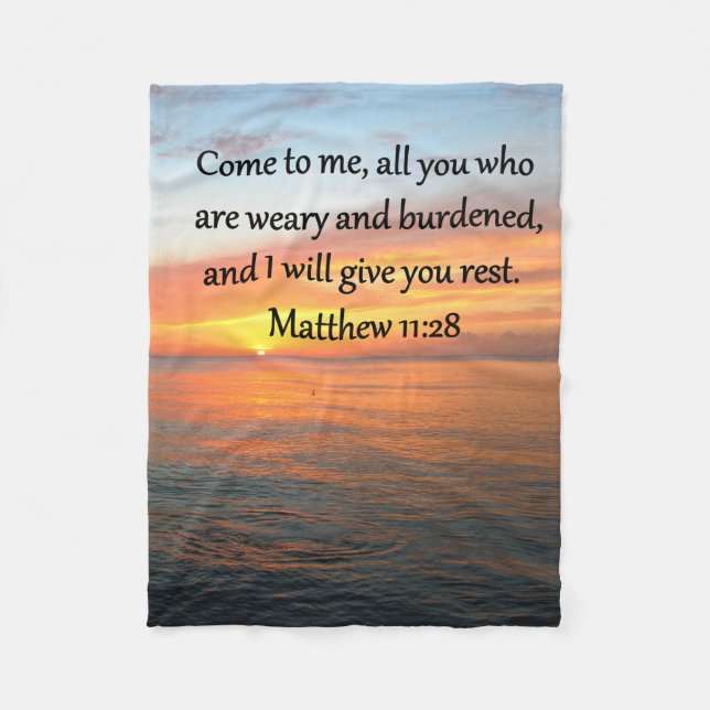 UPLIFTING MATTHEW 11:28 SCRIPTURE VERSE SUNRISE FLEECE BLANKET (Front)