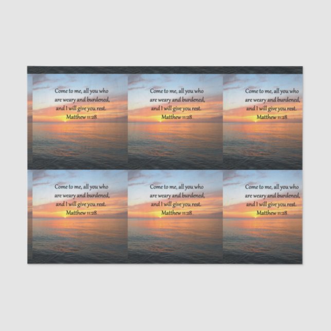 UPLIFTING MATTHEW 11:28 SCRIPTURE VERSE SUNRISE TISSUE PAPER (Front)