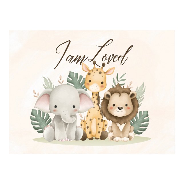 Uplifting  Safari nursery wall poster I am Loved (Uplifting Safari nursery wall poster I am Loved)