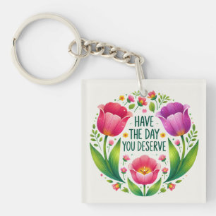 Uplifting Tulip Keychain - Bright Floral Design