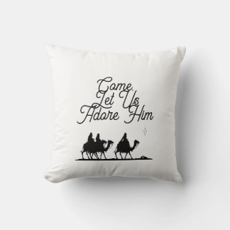 Upllifting Christian Let Us Adore Him Christmas Cushion
