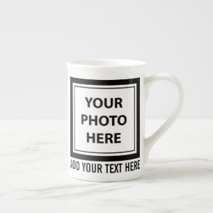 Upload 2 Photos & Add Text – Customise Picture Bone China Mug