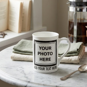 Upload 2 Photos & Add Text – Customise Picture Bone China Mug