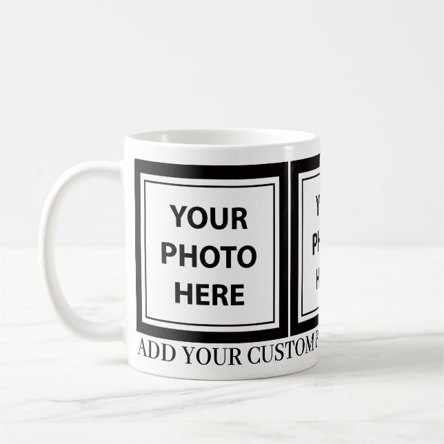 Upload 3 Photos & Add Text – Customise Picture Coffee Mug (Left)