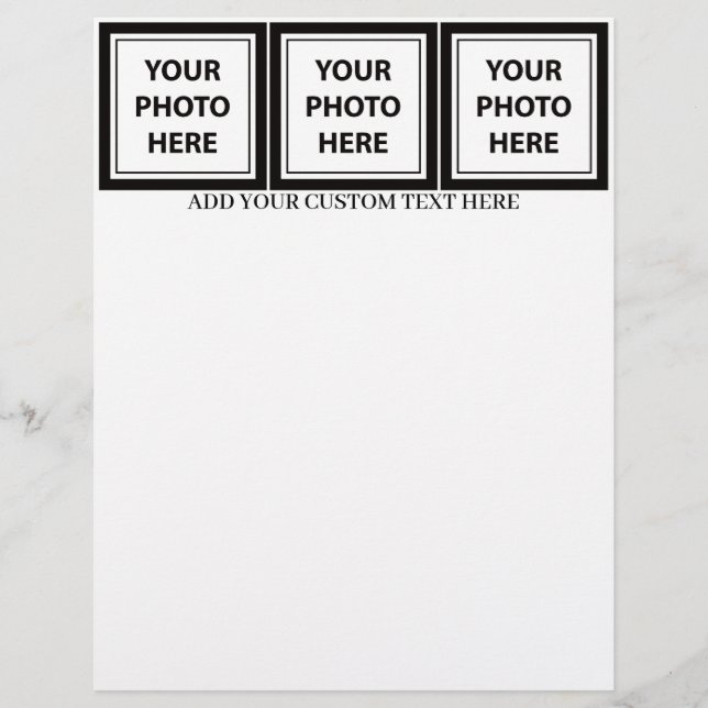 Upload 3 Photos & Add Text – Customise Picture Custom Letterhead (Front)