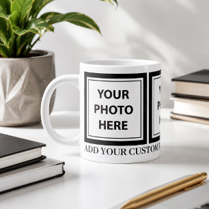 Upload 3 Photos & Add Text – Customise Picture Large Coffee Mug