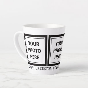 Upload 3 Photos & Add Text – Customise Picture Latte Mug