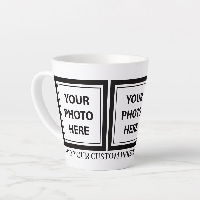Upload 3 Photos & Add Text – Customise Picture Latte Mug (Left Angle)
