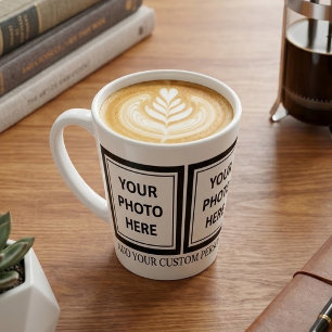 Upload 3 Photos & Add Text – Customise Picture Latte Mug