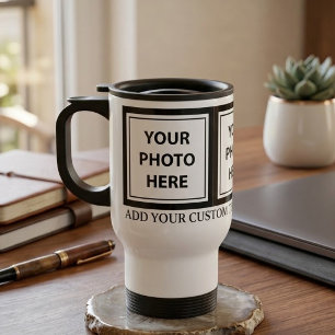 Upload 3 Photos & Add Text – Customise Picture Travel Mug