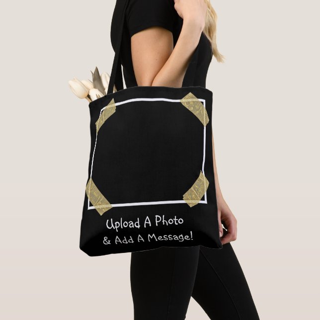 Upload a Photo and Add a Custom Personal Message Tote Bag (Close Up)