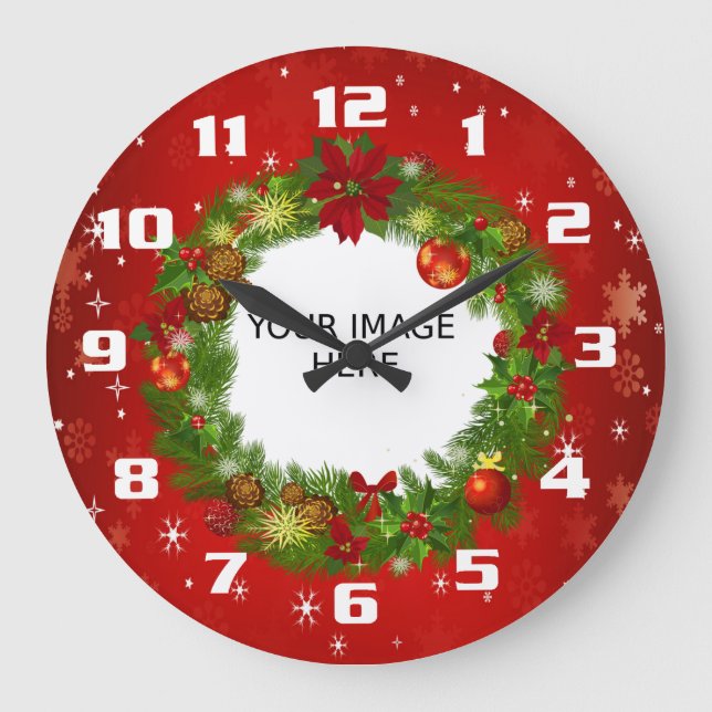 Upload a Photo Create your own Custom Christmas Large Clock (Front)