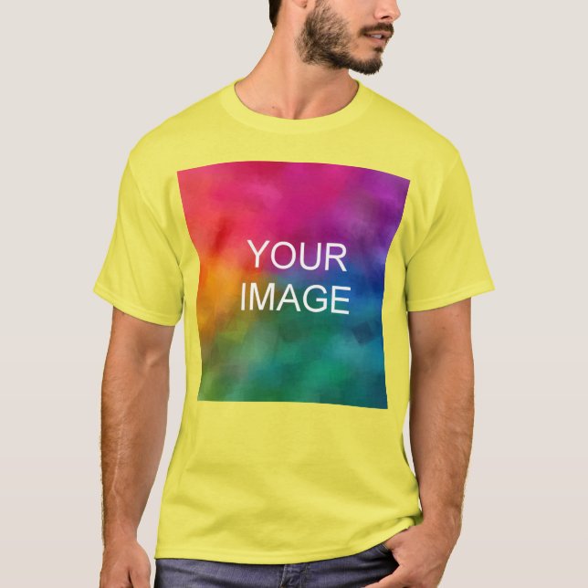Upload Add Photo Logo Text Yellow Template Men's T-Shirt (Front)