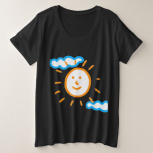 Upload Art Painting Turn Kids Artwork to Black Plus Size T-Shirt