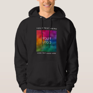 Upload Business Logo Add Text Employee Mens Black Hoodie