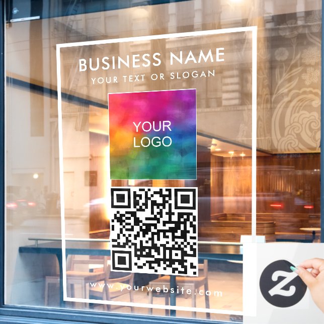 Upload Business Logo Add Text QR Code Vertical (Cafe Window)