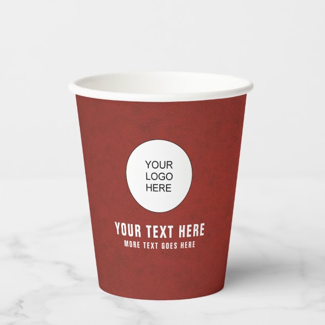 Upload Business Logo Here Elegant Custom Coffee Paper Cups (Front)