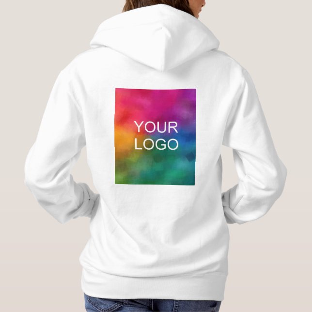 Upload Business Logo White Colour Template Hoodie (Back)