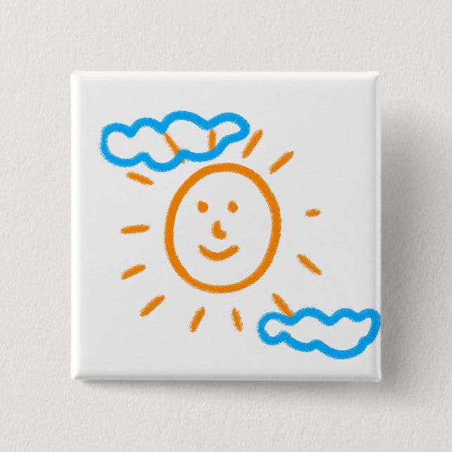 Upload Childs Drawing Turn Kids Artwork to 15 Cm Square Badge (Front)