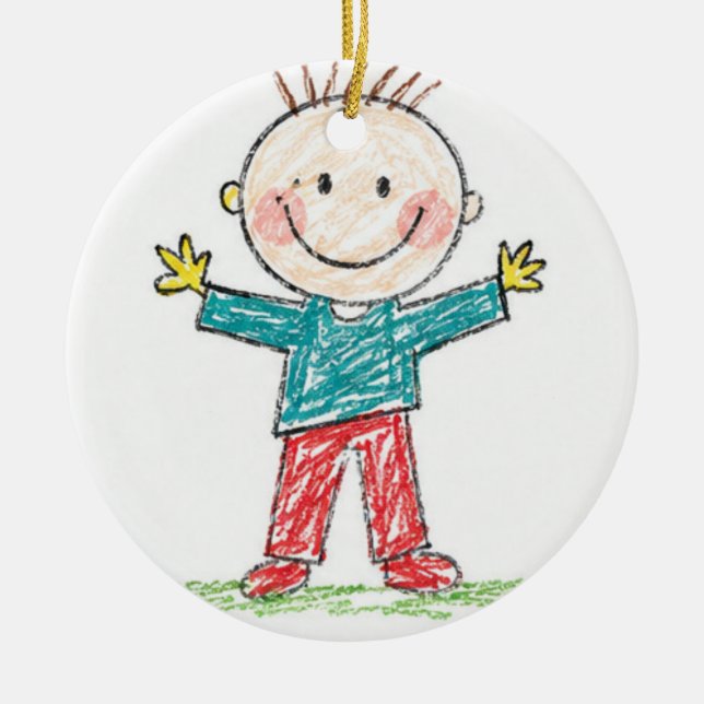 Upload Childs Drawing Turn Kids Artwork to Ceramic Tree Decoration (Front)