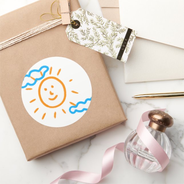 Upload Childs Drawing Turn Kids Artwork to Classic Round Sticker (Gifting)