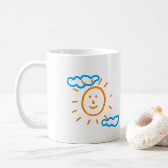 Upload Childs Drawing Turn Kids Artwork to Coffee Mug (With Donut)