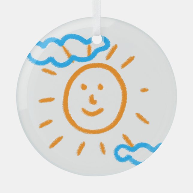 Upload Childs Drawing Turn Kids Artwork to  Glass Tree Decoration (Front)