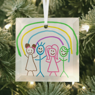 Upload Childs Drawing Turn Kids Artwork to  Glass Tree Decoration