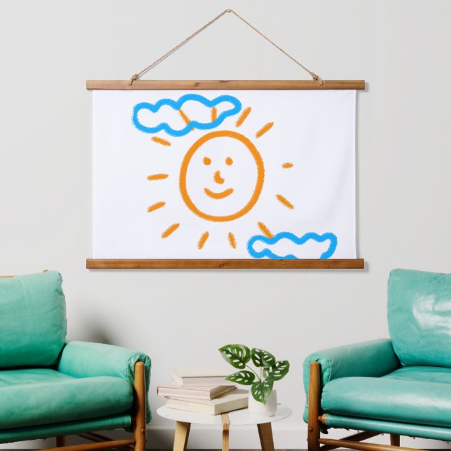 Upload Childs Drawing Turn Kids Artwork to Hanging Tapestry (Living Room)