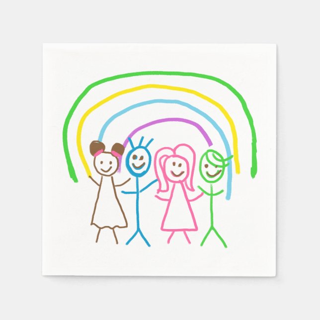 Upload Childs Drawing Turn Kids Artwork to Napkin (Front)