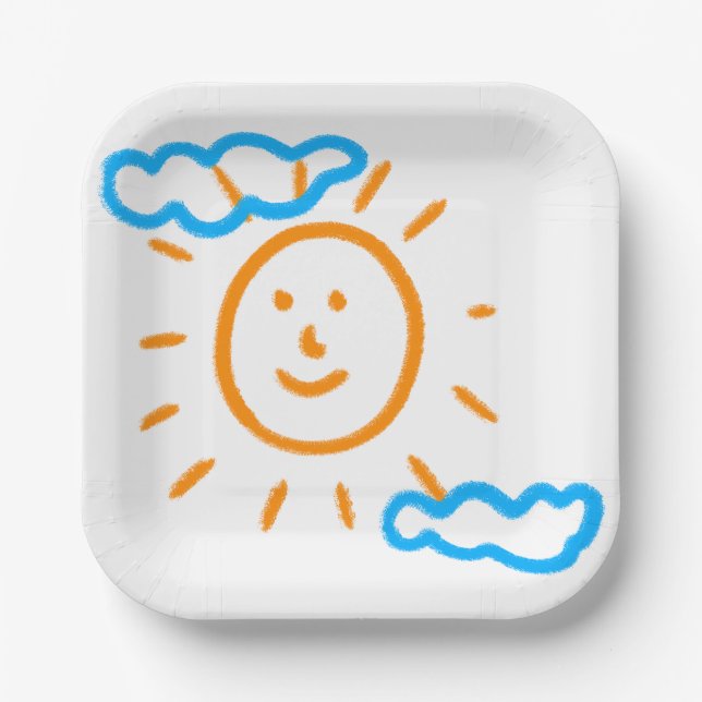 Upload Childs Drawing Turn Kids Artwork to Paper Plate (Front)