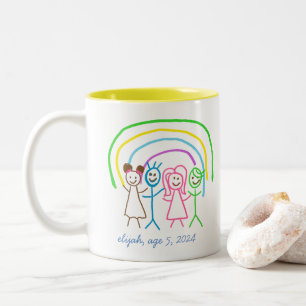 Upload Childs Drawing Turn Kids Artwork to Two-Tone Coffee Mug