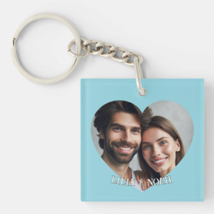 Upload Custom Heart Couple Photo Add Name Key Ring