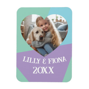 Upload Custom Heart Photo & Name Gift for Parent Magnet