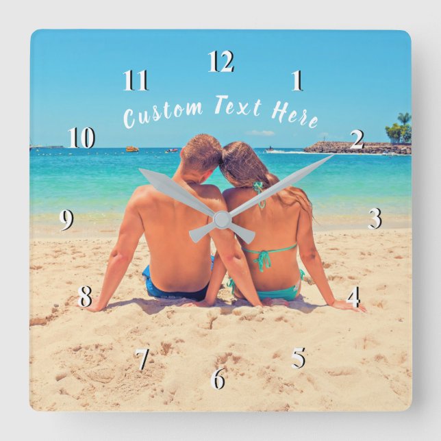 Upload Custom Photo Wall Clock Add Text Name (Front)