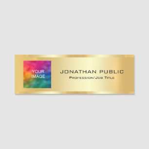 Upload Employee Photo Or Your Logo Gold Template Name Tag