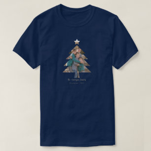 Upload Family Picture into a Christmas Tree Shape T-Shirt