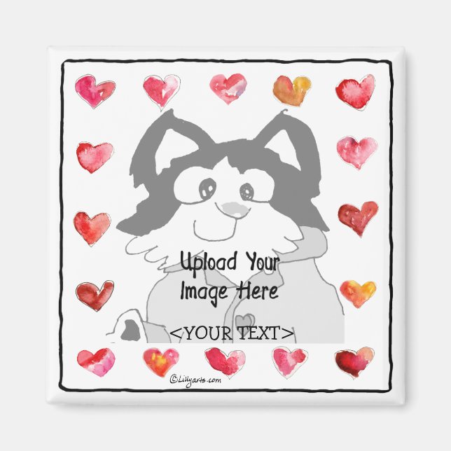 Upload Image Cartoon Hearts Personalised Magnets (Front)